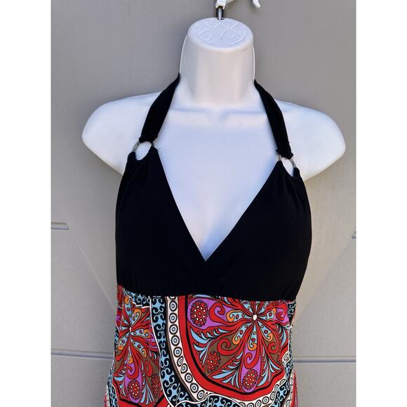 Halter Maxi Backless Dress Small Paisley Floral Hobo Hippie Tired Y2K Babydoll - Picture 4 of 11